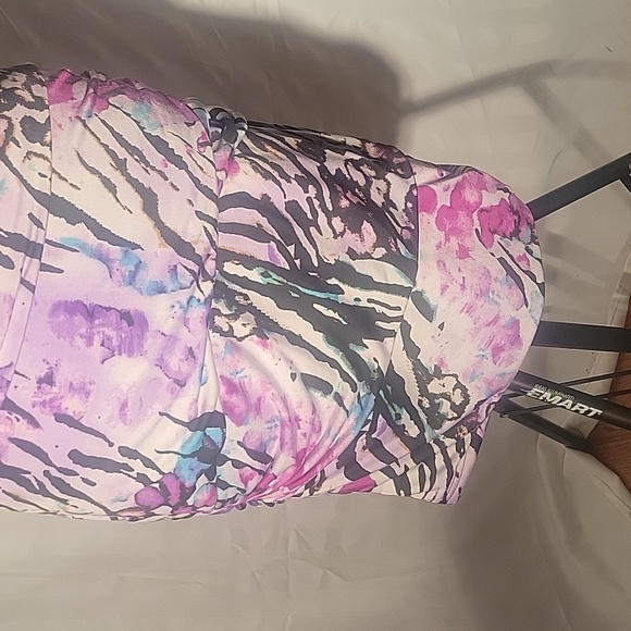 Bisou Bisou Purple Abstract Watercolor Print Sleeveless Dress Size: 10 - Picture 3 of 10